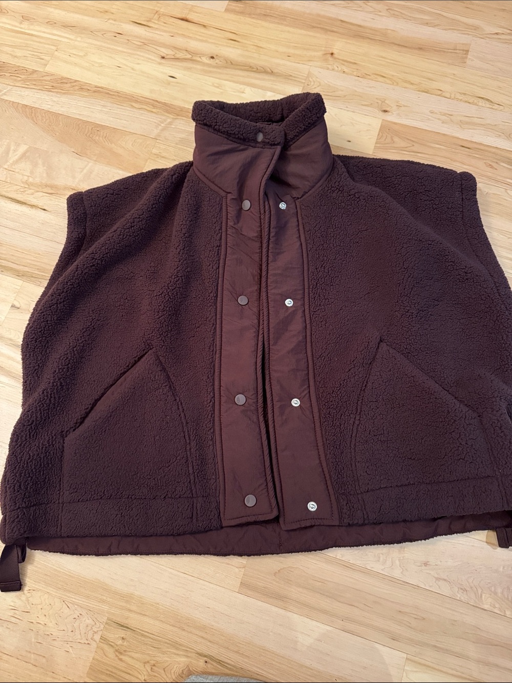 Free People-Scout it Out-Dark Brown Oversized Boxy Fleece Vest-XS - Picture 4 of 9